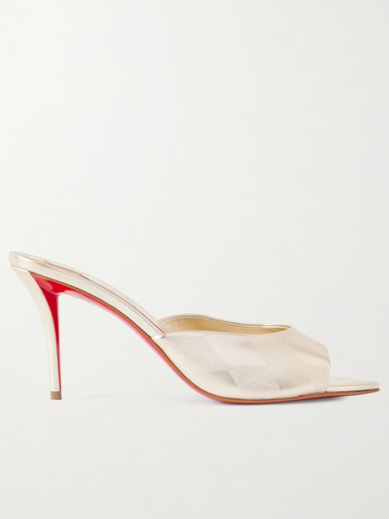 Christian Louboutin Miss Z Mule 80 Metallic Leather Sandals Heels Gold